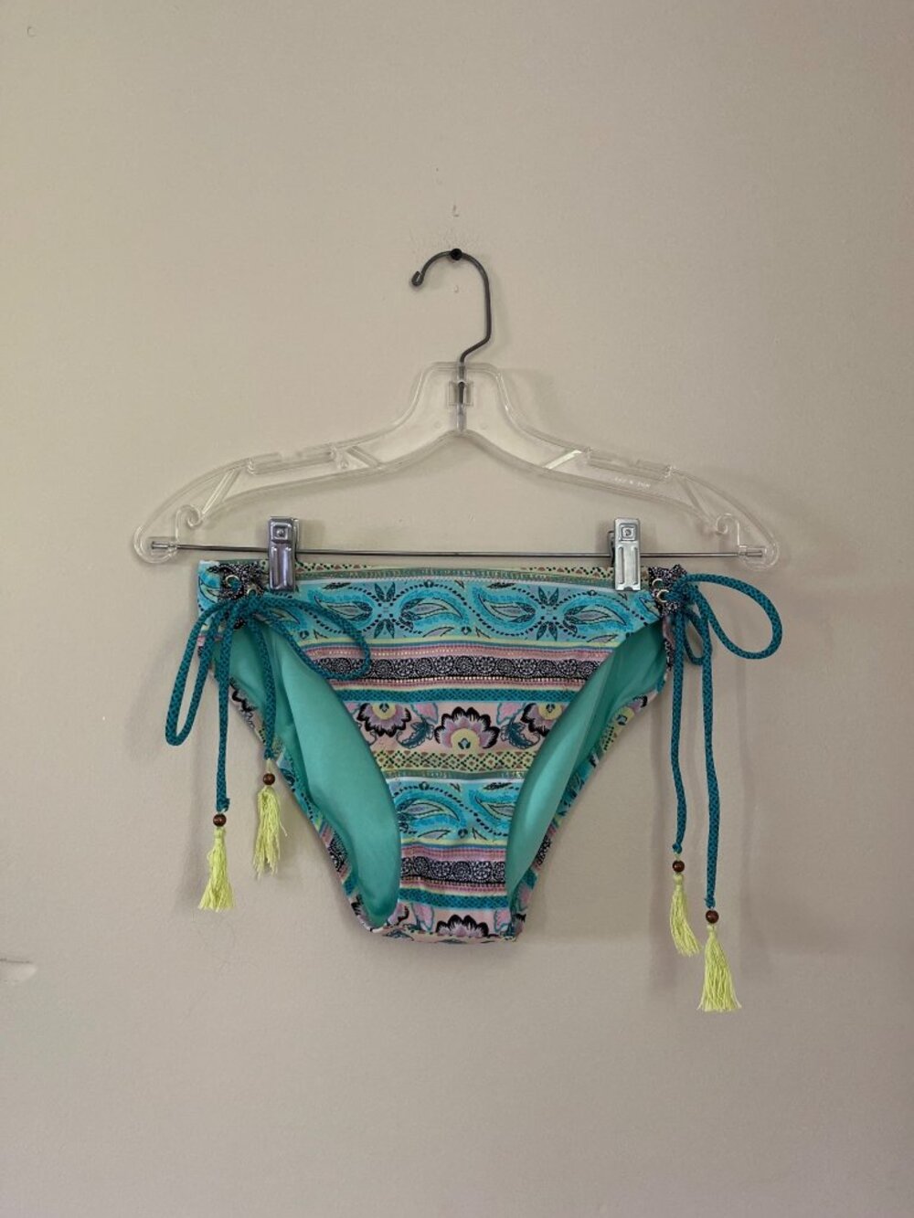 Shade & Shore Womens XLarge Teal Cheeky Hipster Bikini Bottoms Tribal Pattern